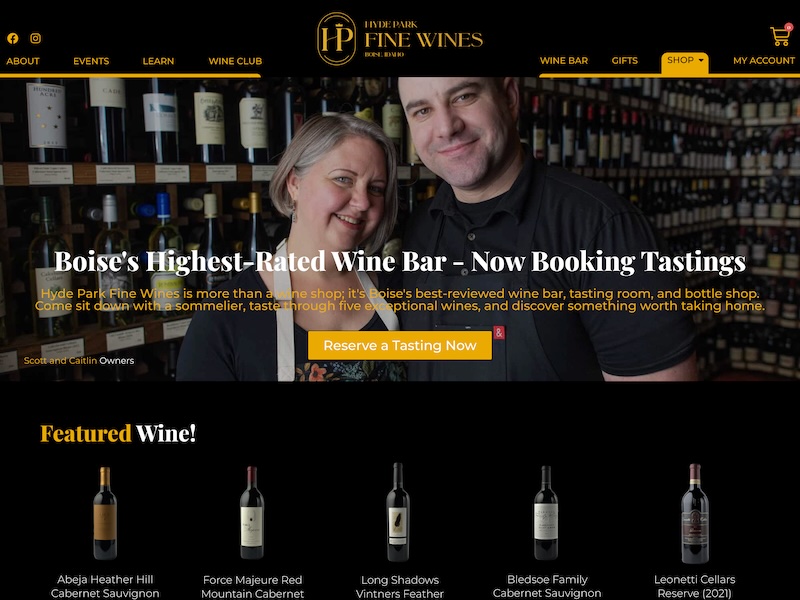 Hyde Park Fine Wines Website